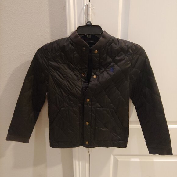 Polo Ralph Lauren Jacket Coat Youth Medium 10-12 Black Puffer Quilted Blue Pony - Picture 1 of 5